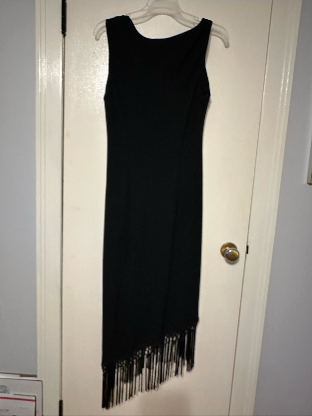 S.L. Fashions Black Asymmetric Fringe Dress - Picture 5 of 6